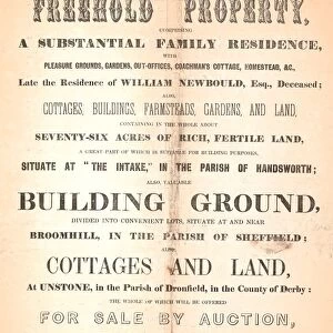 Sale particulars for valuable and important freehold property belonging to the late William Newbould, 1852