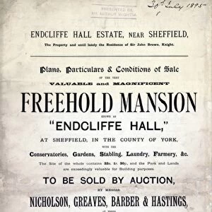 Sale particulars for the very valuable and magnificent freehold mansion known as Endcliffe Hall, 1895