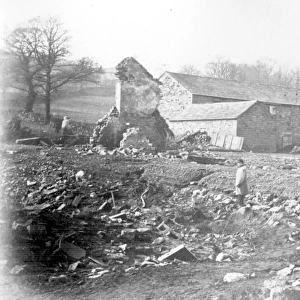 Sheffield Flood, Remains of Tricketts Farm belonging to James Trickett, at the junction of Rivers Rivelin and Loxley, household of eleven people washed away and drowned, , 1864