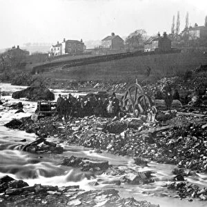 Sheffield Flood, remains of William I. Horn and Co. Wisewood Forge and Rolling Mill (Bradshaw Wheel), Loxley Valley, , 1864