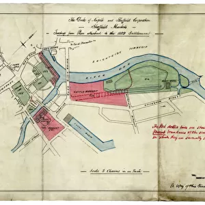 Sheffield markets and street layout, c. 1839