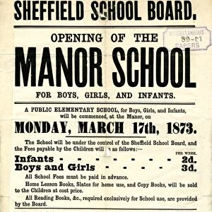 Sheffield School Board - opening of the Manor School for boys, girls and infants, 1873