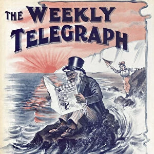 Sheffield Weekly Telegraph poster: old gent reading - well I never! What a funny predicament!, 1901