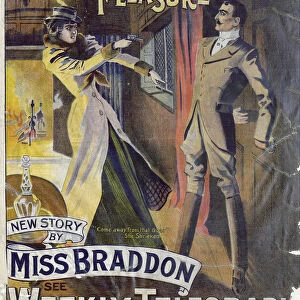 Sheffield Weekly Telegraph poster: During Her Majestys Pleasure - new story by Miss Braddon, 1901