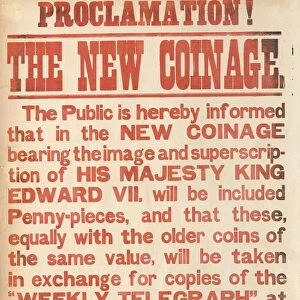 Sheffield Weekly Telegraph poster: new coins for King Edward VII, 1902
