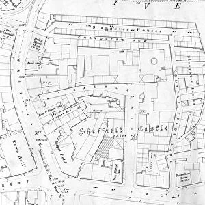 Site of Sheffield Castle as shown on Ordnance Survey map, 1890