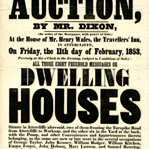 To be sold by auction... all those eight freehold messuages or dwelling houses at Attercliffe, 1853