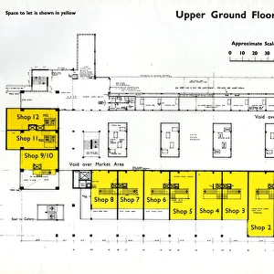 Upper ground floor mezzanine plan of new Castle Market, Haymarket / Waingate, 1958