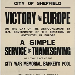Victory in Europe (VE Day), thanksgiving service, Sheffield, Yorkshire, 1945