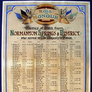 World War One roll of honour: Normanton Springs, Sheffield, c. 1920