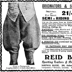 Advert for Reid Bros, Sporting Tailors & Breeches Makers