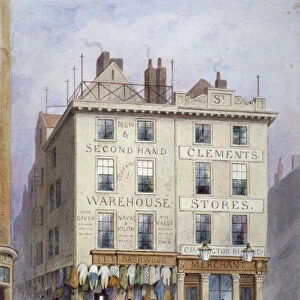 Clements Stores at the junction of Holywell Street and Wych Street, Westminster, London, 1855
