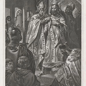The coronation of Baldwin I on Christmas Day 1100, 19th century. Artist: Anonymous