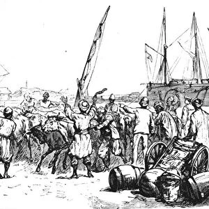 Food for the Troops: Landing Cattle at Port Said, c1882