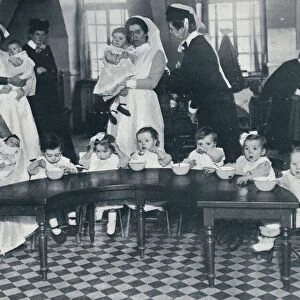 Kingsway Hall Creche for children with fathers at the war and mothers who are working, 1914