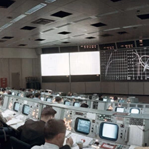 The Mission Operations Control Room in Mission Control Centre, Houston, Texas, USA, 1971. ston, 1971. Artist: NASA