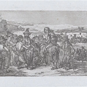 Plate 14: a large group of people outdoors, possibly a troupe of actors