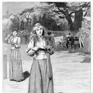 Well played! - a sketch at a ladies cricket match, 1890. Artist: Edward Frederick Brewtnall
