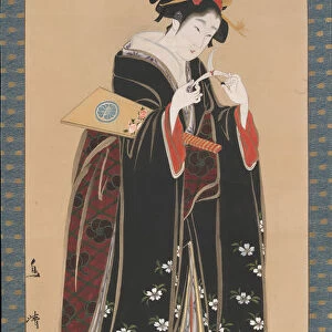 Woman with Battledore and Shuttlecock, 1815-20. Creator: Torii Kiyotomo