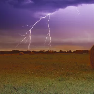 Lightning Over A Field