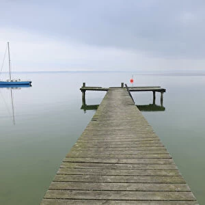 Sailboat and Dock, Lake Chiemsee, Bavaria, Germany