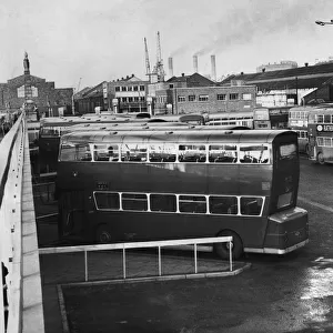 General view of the bus terminal at Pier Head in Central Liverpool