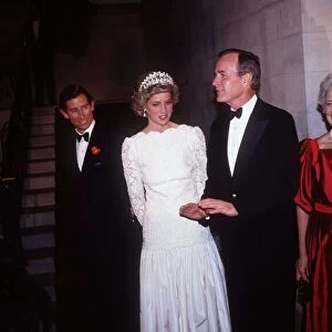 Prince Charles and Princess Diana at a British Embassy Dinner in Washington with Vice