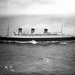 The Queen Mary ship bringing Queen Elizabeth the Queen Mother home from the US