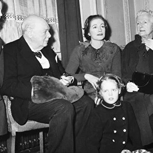Winston Churchill WW2 British Prime Minister with his family at The Scala Theatre in