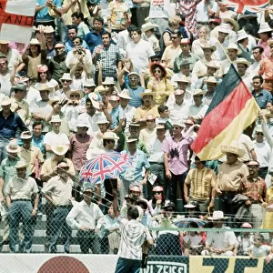 World Cup 1970 fans supporters waving flags Union Jack umbrella England West Germany