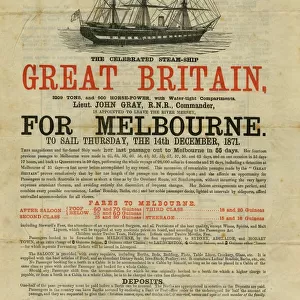 Sailing poster for the SS Great Britain, 14 December 1871