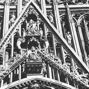 Detail of the cusp of the central portal of the Cathedral of Notre-Dame in Strasbourg