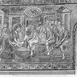 The washing of feetl; mosaics in the presbytery in the cathedral of Monreale