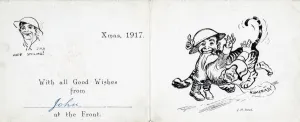 Christmas card from John, York and Lancs Regiment, 2/4th Hallamshire Battalion at the Front, 1917 Christmas card from John, York and Lancs Regiment, 2/4th Hallamshire Battalion at the Front, 1917