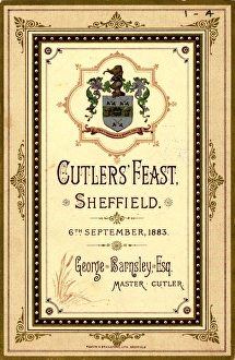 <b class=qtipBold><figcaption>Cutler's Feast menu card, 1883</figcaption></b><br>Master Cutler: George Barnsley.Original at Sheffield City Archives LC/1/4.<br><em>© Sheffield City Council</em> Cutler's Feast menu card, 1883