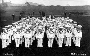 <b class=qtipBold><figcaption>Empire Day at Bramall Lane , , 1906</figcaption></b><br>Boys in sailor suits.<br><em>© Sheffield City Council</em> Empire Day at Bramall Lane , , 1906