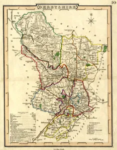 <b class=qtipBold><figcaption>Map of Derbyshire, 18th cent</figcaption></b><br>Pre-dates the arrival of the railways (1839). From an original at Sheffield Libraries: arc02521<br><em>© Copyright Sheffield City Council - All Rights Reserved</em> Map of Derbyshire, 18th cent