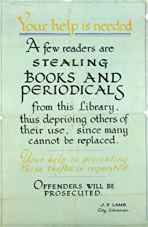 Sheffield City Libraries: Your help is needed - a few readers are stealing books and periodicals, c. 1930 sheffield city libraries help needed readers stealing books periodicals