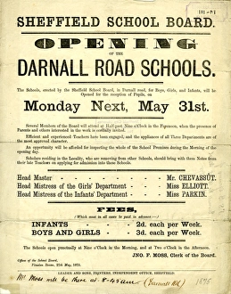 Sheffield School Board - opening of the Darnall Road Schools for boys, girls and infants, 1875 Sheffield School Board - opening of the Darnall Road Schools for boys, girls and infants, 1875