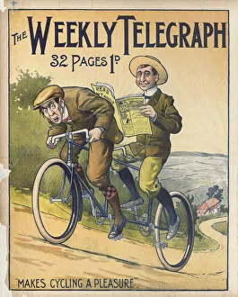 Sheffield Weekly Telegraph poster: Makes cycling a pleasure, 1901 Sheffield Weekly Telegraph poster: Makes cycling a pleasure, 1901